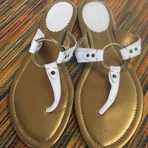 Brand New J. Crew White Leather Slip On Sandals